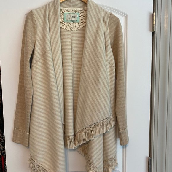 Anthropologie Saturday Sunday Elise Fringed open cardigan Small - Picture 2 of 7